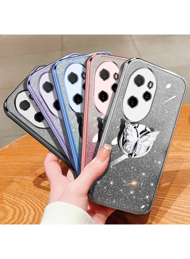 S-TOP Case For Honor 100 Pro Plated Gradient Glitter Butterfly Holder TPU Phone Case - Image 2