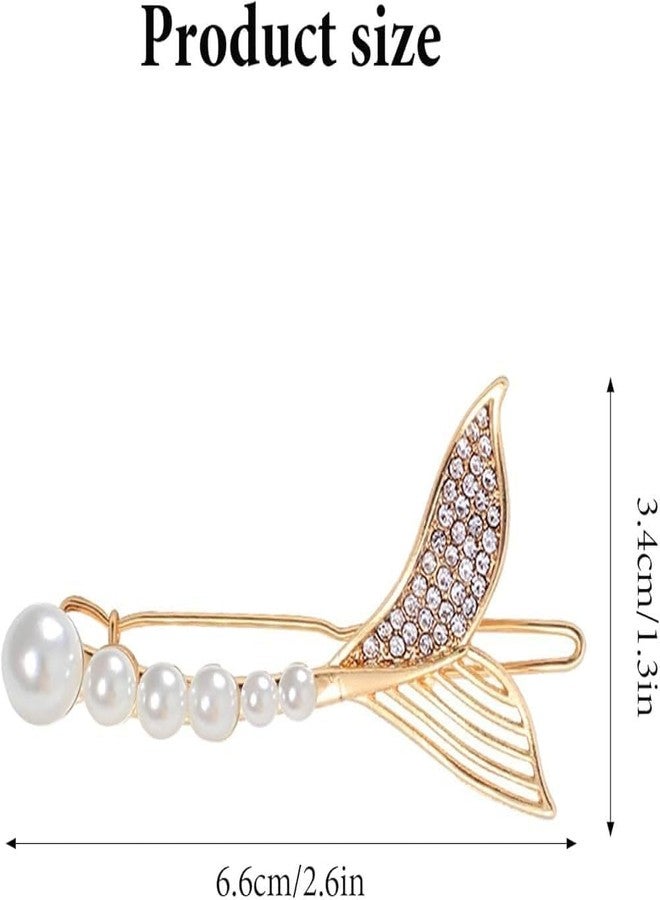 ECLATE ACCESSORIES Pearl Bobby Pins for Women, Hair Clips Barrettes, 2 Pieces, Wedding Bridal Party Hair Accessories (Fish tail) - Image 3
