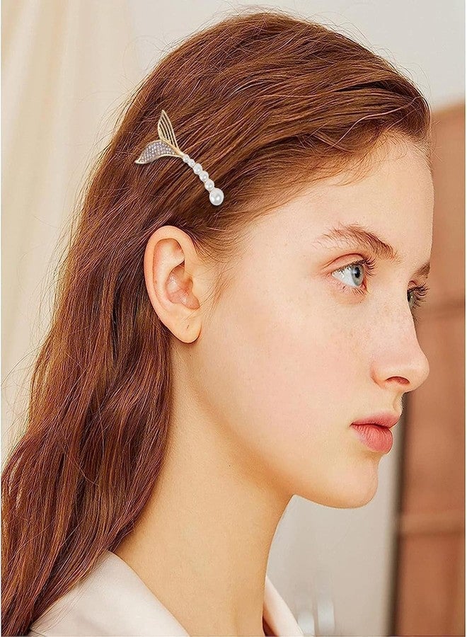 ECLATE ACCESSORIES Pearl Bobby Pins for Women, Hair Clips Barrettes, 2 Pieces, Wedding Bridal Party Hair Accessories (Fish tail) - Image 5