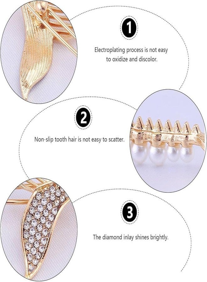 ECLATE ACCESSORIES Pearl Bobby Pins for Women, Hair Clips Barrettes, 2 Pieces, Wedding Bridal Party Hair Accessories (Fish tail) - Image 4
