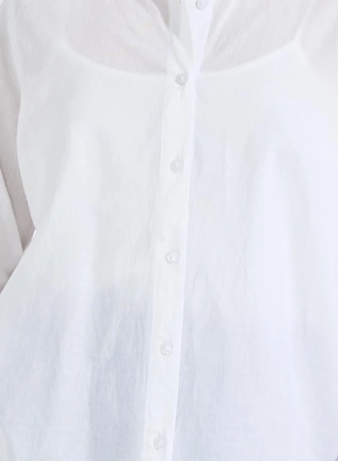 Styli Styli Schiffli Detail Shirt with Inner Cami
