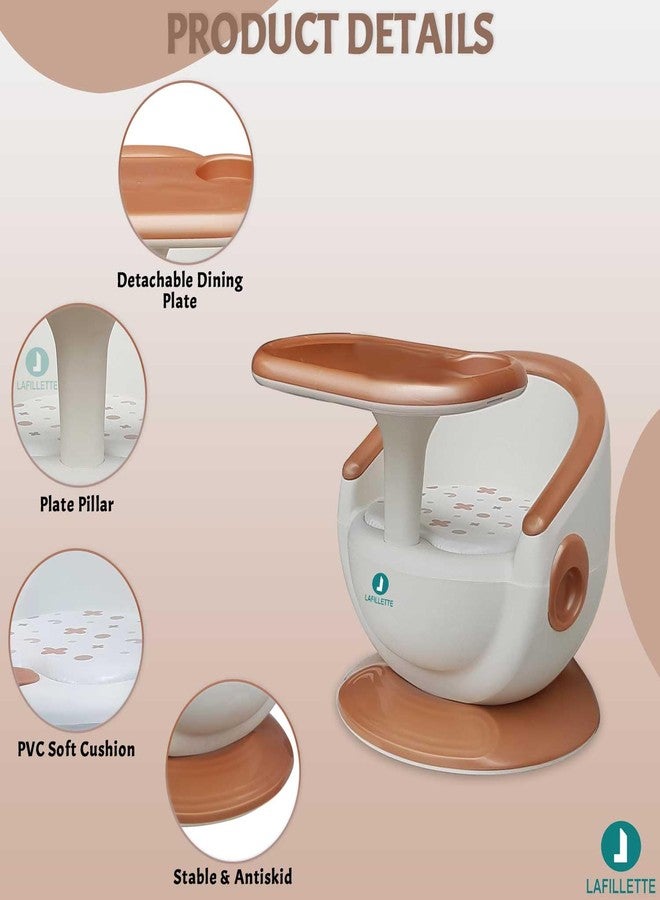 LAFILLETTE Baby Booster Feeding Chair with Removable Tray and Safety Belt for Infants and Toddlers, Folding Portable Booster Seat for Indoor/Outdoor Use (Peach) - Image 3
