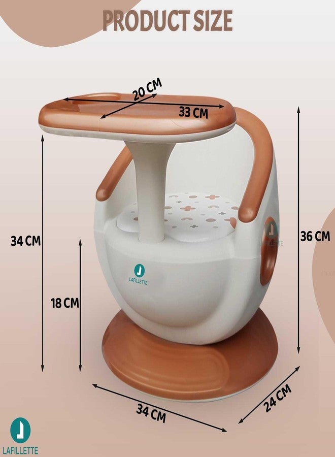 LAFILLETTE Baby Booster Feeding Chair with Removable Tray and Safety Belt for Infants and Toddlers, Folding Portable Booster Seat for Indoor/Outdoor Use (Peach) - Image 2