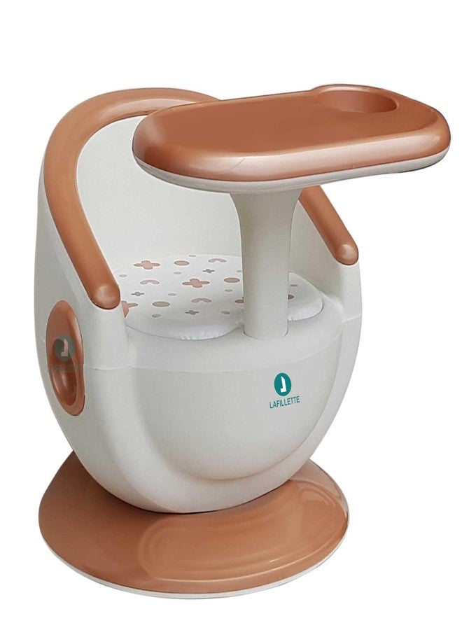 LAFILLETTE Baby Booster Feeding Chair with Removable Tray and Safety Belt for Infants and Toddlers, Folding Portable Booster Seat for Indoor/Outdoor Use (Peach) - Image 1