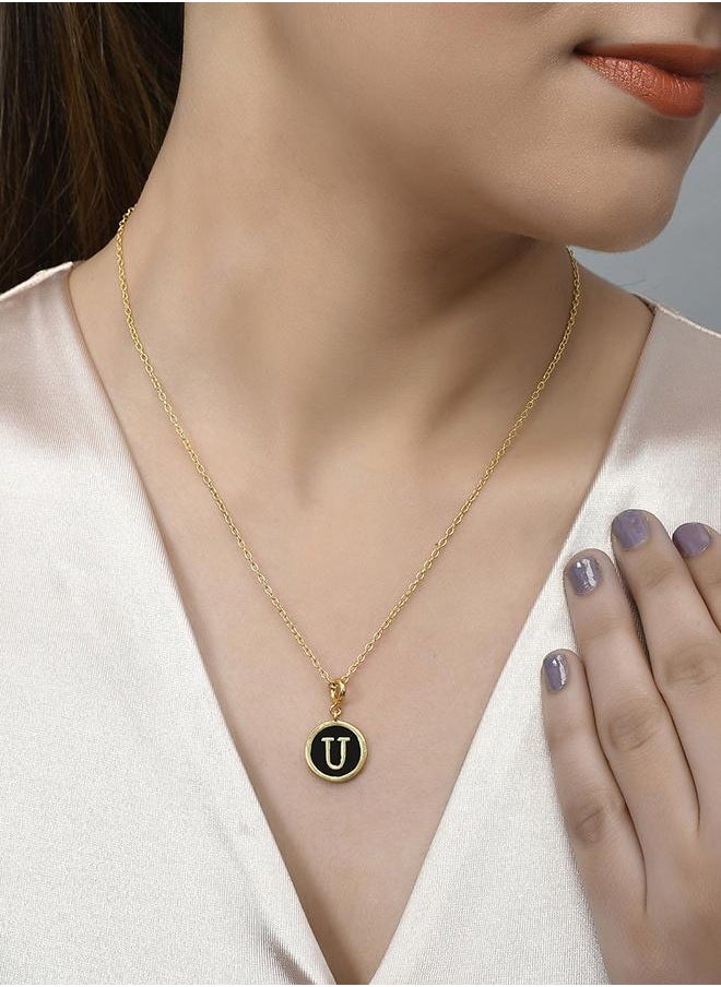 VOYLLA - Valentine's Day Collection Alphabet U Black Enamel Charm - Image 1