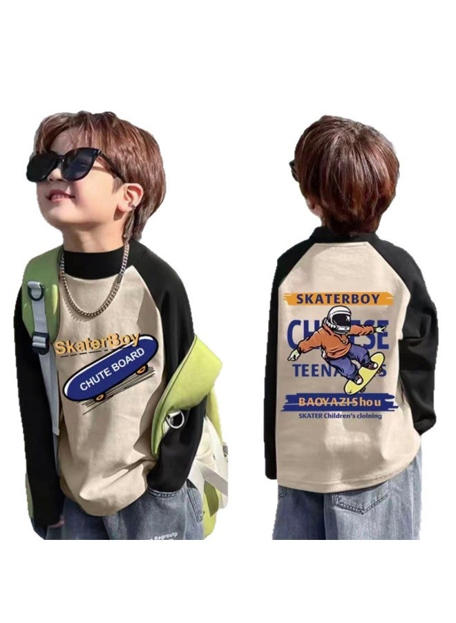 Boys' Thermal Base Layer Shirt, New Autumn And Winter Children's Half-high Collar Long-sleeve T-shirt For Older Boys - Image 5