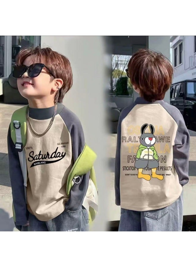 Boys' Thermal Base Layer Shirt, New Autumn And Winter Children's Half-high Collar Long-sleeve T-shirt For Older Boys - Image 4