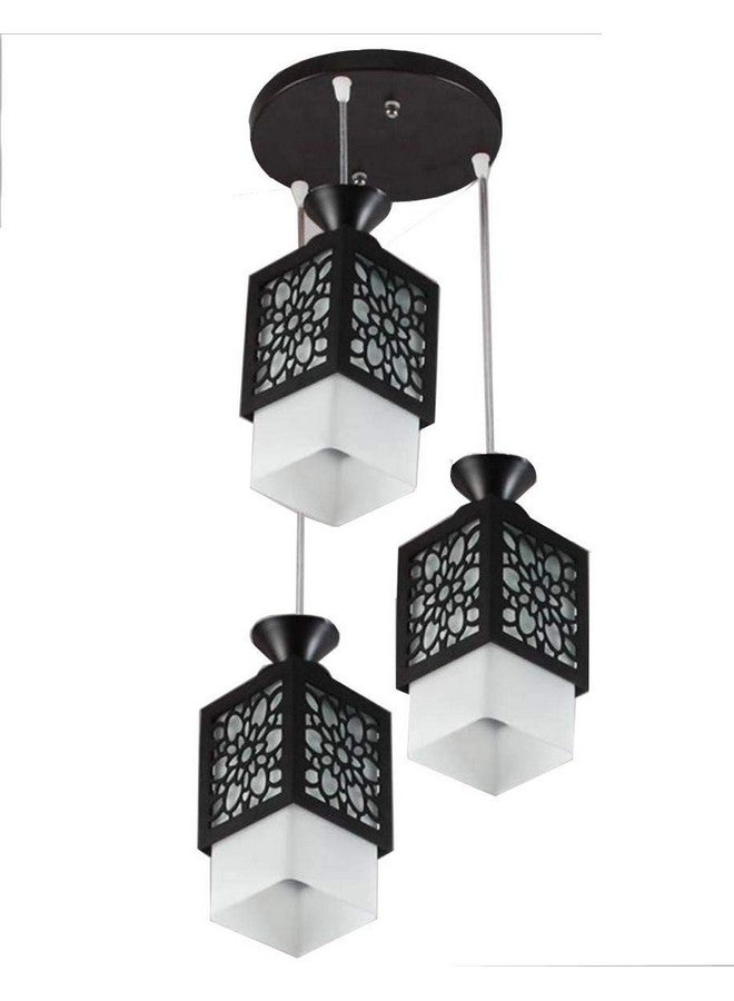 SINOMAN Board-Wood Laser Cut Flower Design Hanging Ceiling Pendant Light for Living Room/Bedroom/Kitchen/Over The Dining Table (Star 3LP, with Bulb) - Image 3