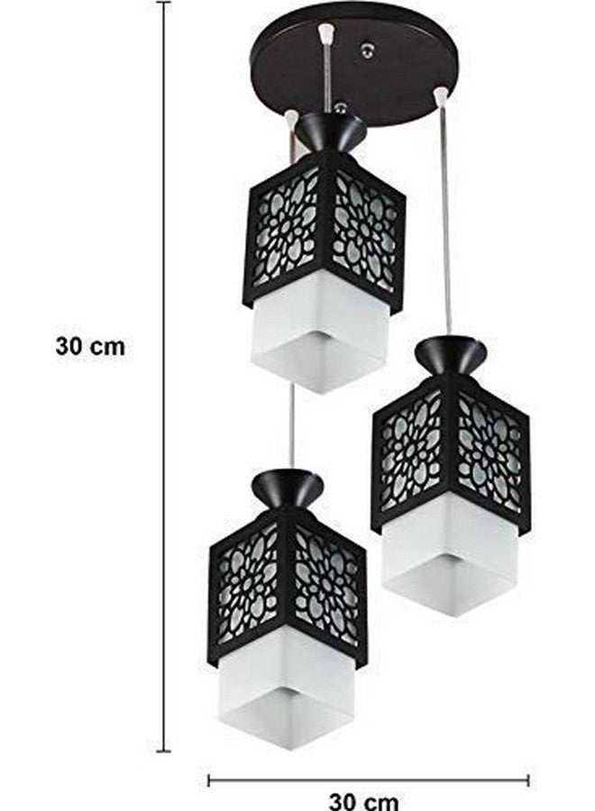SINOMAN Board-Wood Laser Cut Flower Design Hanging Ceiling Pendant Light for Living Room/Bedroom/Kitchen/Over The Dining Table (Star 3LP, with Bulb) - Image 4