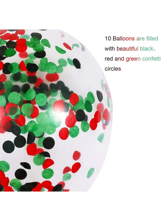 Gejoy 60 Pcs Red Black and Green Balloons 12 Inches Juneteenth Day White Green Confetti Latex Balloons Lumberjack Balloon for African American Holiday Celebration Party Decoration - Image 4