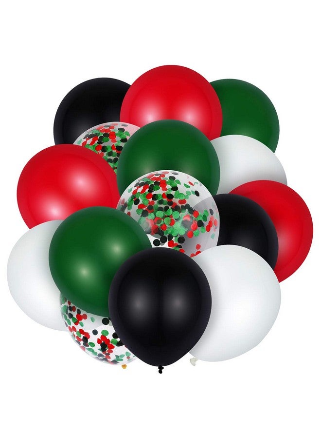 Gejoy 60 Pcs Red Black and Green Balloons 12 Inches Juneteenth Day White Green Confetti Latex Balloons Lumberjack Balloon for African American Holiday Celebration Party Decoration - Image 1