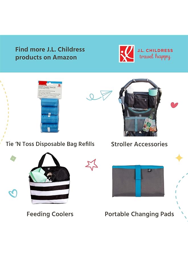 J.L. Childress Bag 'N Bags Diaper And Dog Waste Bag Dispenser Plus 30 Disposable Bags Portable Fabric Dispenser And Bag Holder Hooks To Stroller Diaper Bag Or Leash Black  - Image 5