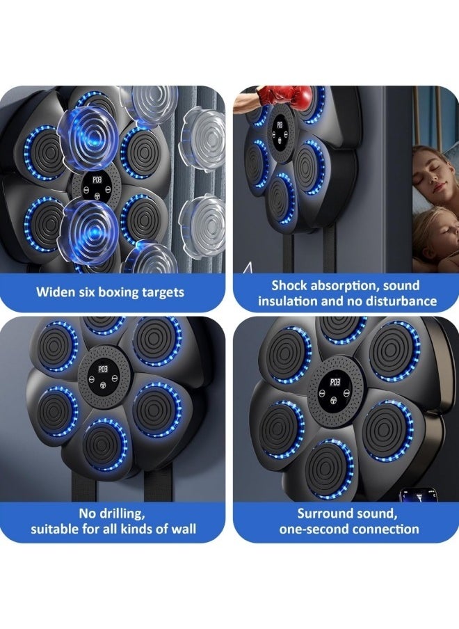 Music Boxing Machine Smart Bluetooth Music Boxing Machine with LED Screen 9 Modes and Speed Variations Wall Mounted Musical Boxing Machine with Boxing Gloves