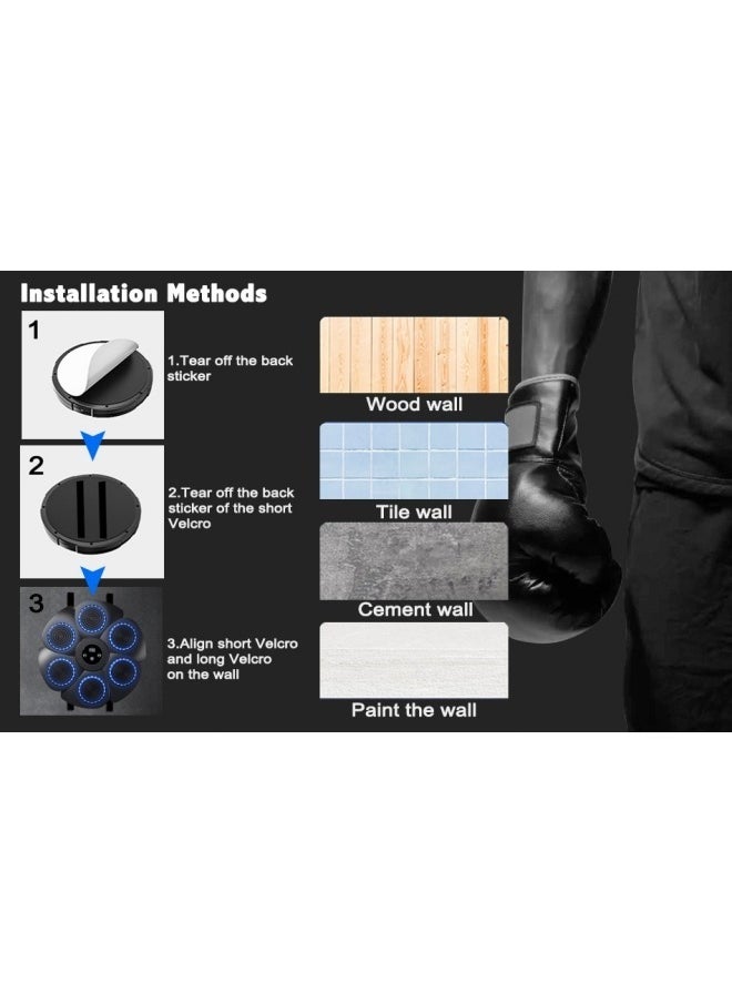 Music Boxing Machine Smart Bluetooth Music Boxing Machine with LED Screen 9 Modes and Speed Variations Wall Mounted Musical Boxing Machine with Boxing Gloves