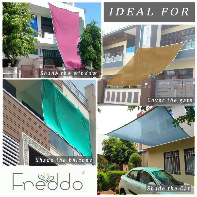 FREDDO HDPE Fabric Cotton Webbing Sun Shade Sails 90 Protection from Sun UV Rays Ideal for Car Parking Outdoor Garden Balcony Patio Beige Black Color 12 ft x 18 ft Pack of 1 Piece - Image 4