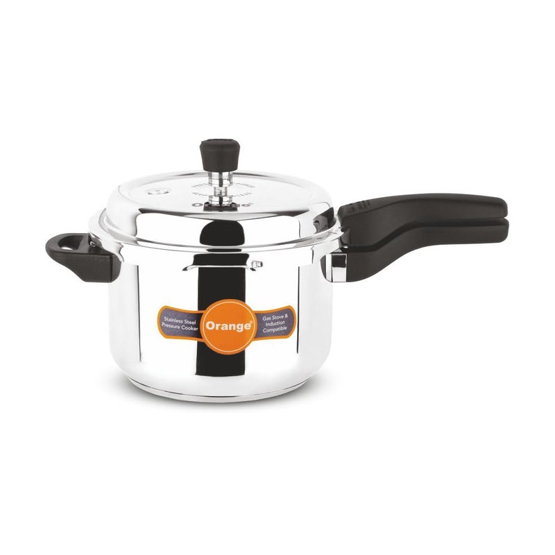 Orange Inox Series Stainless Steel Outer Lid Pressure Cooker With Strong Sturdy Handle 3 litre | Induction & Gas Based | Deep Lid for Spillage Control | 2.5mm Base Thickness | 5Year Warranty | Silver - Image 1