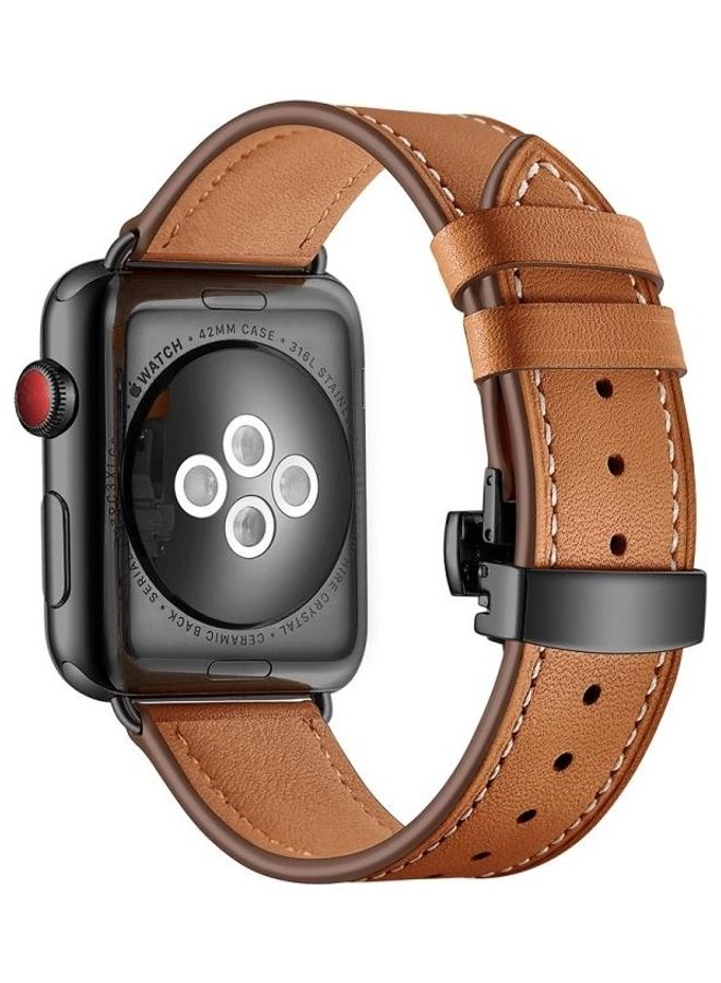 NIBEMINENT Replacement Watchbands For Apple Watch Series 7 45mm/6 & SE 5 4 44mm/3 2 1 42mm Brown - Image 1