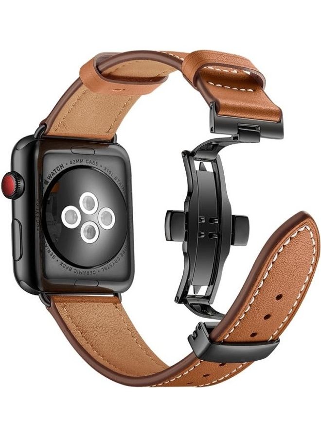 NIBEMINENT Replacement Watchbands For Apple Watch Series 7 45mm/6 & SE 5 4 44mm/3 2 1 42mm Brown - Image 2