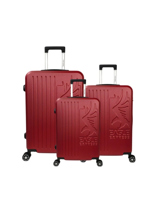Eagle Express 3-Piece Superior Telescopic Handle ABS Hard Luggage Set Red 76 x 30 x 49 cm 300109  - Image 1