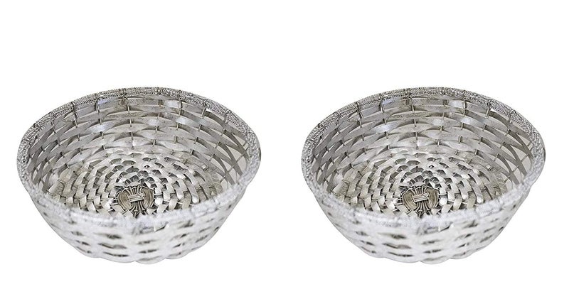Wizme Wizme Round Tray for Packing Chocolates and Dry Fruits in Silver Color Set of 2 Pack of 1  - Image 1