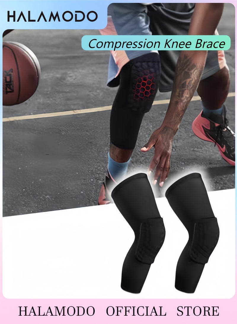 هالامودو زوج واحد من دعامات الركبة الضاغطة لدعم الركبة أثناء الجري، أكمام ضاغطة للنساء والرجال لممارسة الرياضة، دعامات الركبة لتمزق الغضروف المفصلي، الرباط الصليبي الأمامي وآلام التهاب المفاصل - Image 1