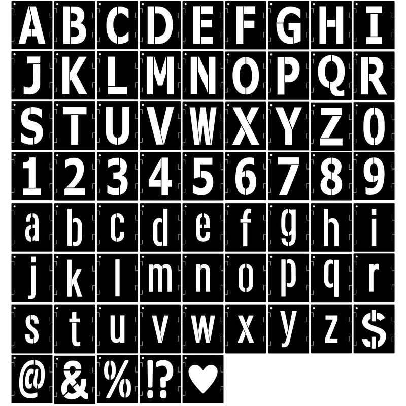 2 Inch Letter Stencils Symbol Numbers Stencil 68 Pcs Reusable Alphabet Art Craft Templates Interlocking Stencils Kit for Painting on Wood Wall Glass Fabric Rock Canvas Chalkboard Sign2Inch