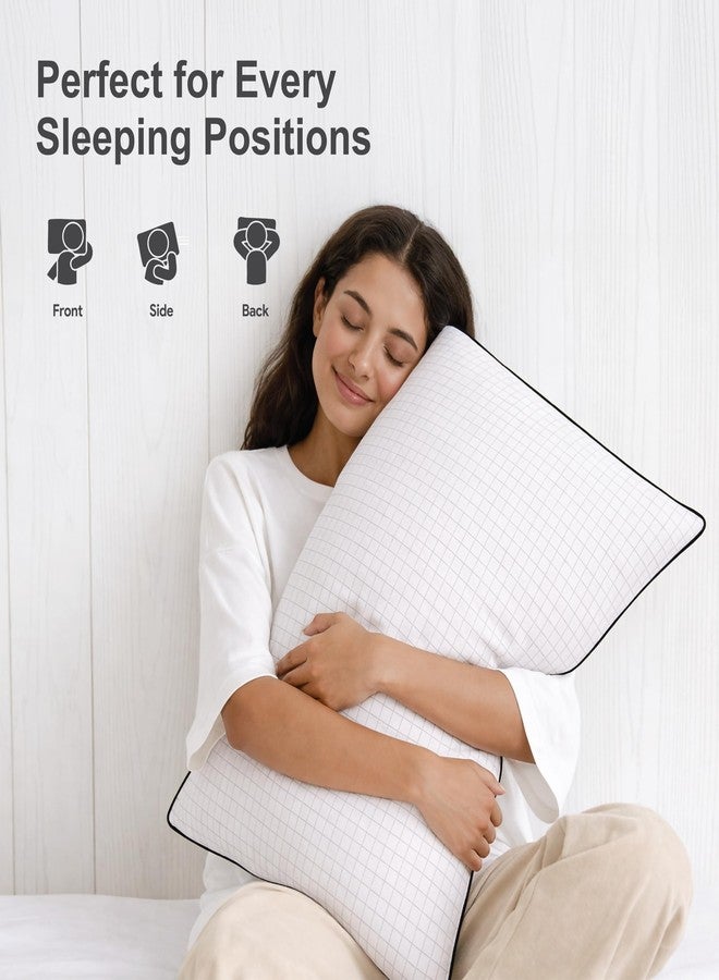 bien LIVING Ultra Soft Microfiber Anti Stress Bed Pillow for Sleeping & Neck Pain Relief for Back, Side & Stomach Sleeper, 17x27 Inches, White Grey, Pillow Set of 2 - Image 5