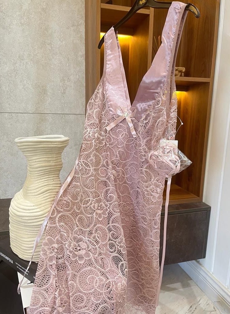 Hyper One Women's Elegant Lace Nightgown  Pink - Image 1
