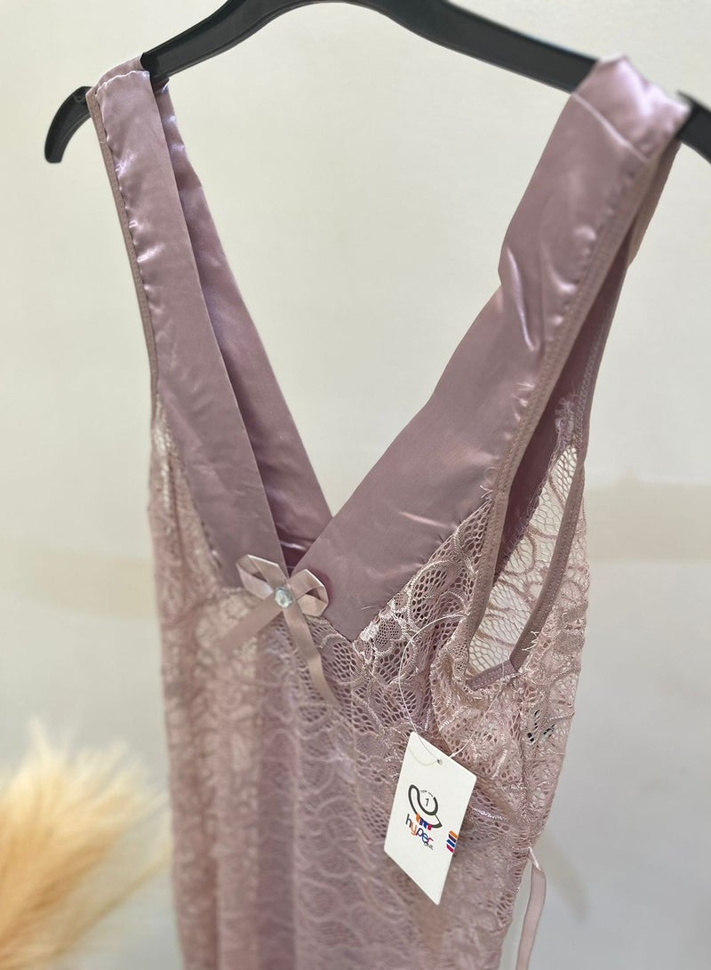 Hyper One Women's Elegant Lace Nightgown  Pink - Image 2