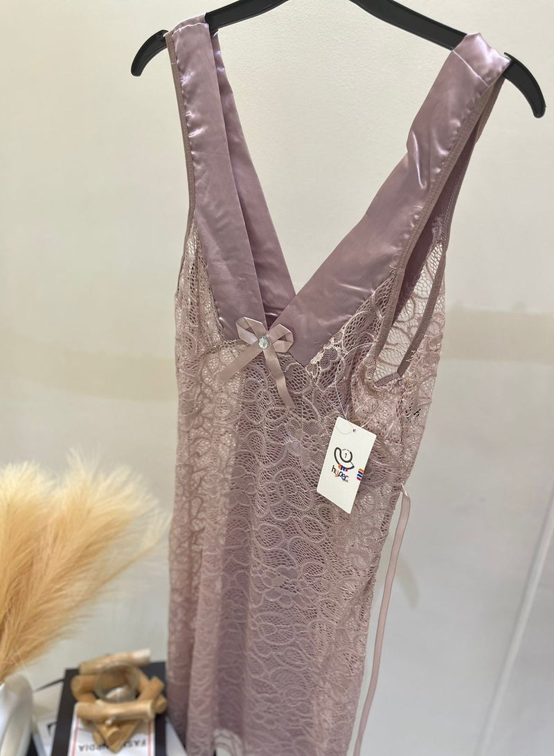 Hyper One Women's Elegant Lace Nightgown  Pink - Image 3