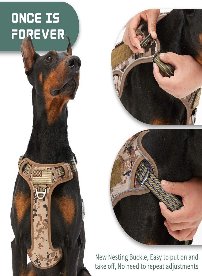 BUMBIN Tactical Dog Harness for Large Dogs No Pull, Famous TIK Tok No Pull Dog Harness, Fit Smart Reflective Pet Walking Harness for Training, Adjustable Dog Vest Harness with Handle Desert Camo XL - Image 2