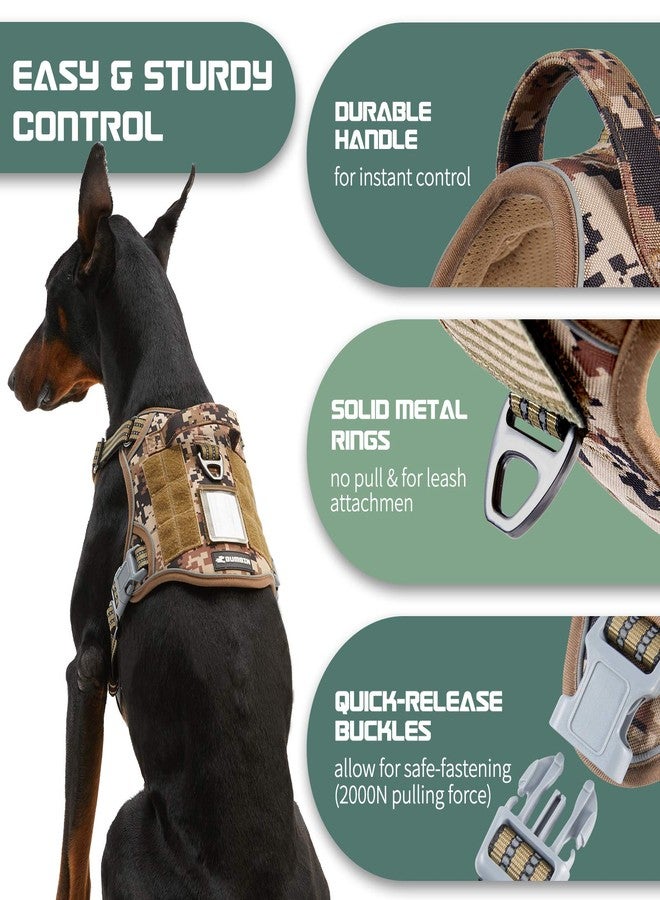 BUMBIN Tactical Dog Harness for Large Dogs No Pull, Famous TIK Tok No Pull Dog Harness, Fit Smart Reflective Pet Walking Harness for Training, Adjustable Dog Vest Harness with Handle Desert Camo XL - Image 4