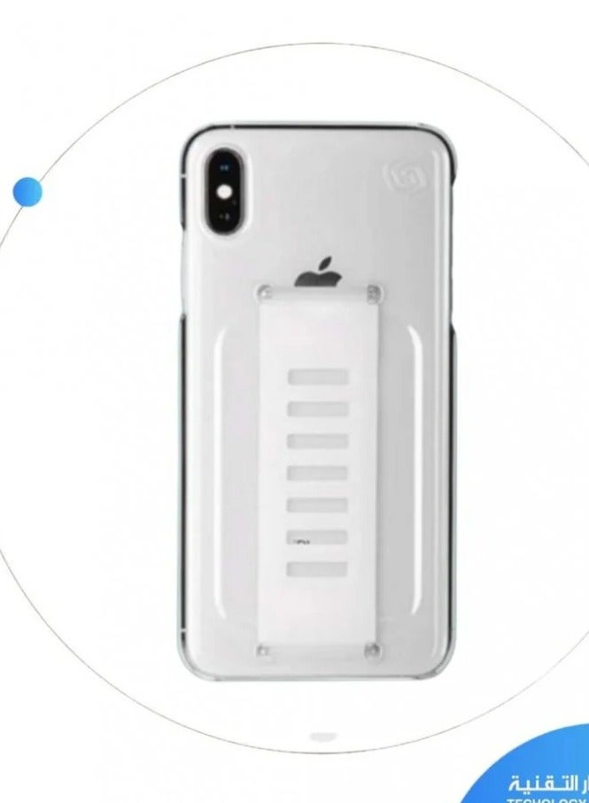 جريب 2 يو جراب نحيف مع حامل سوار معصم لهاتف iPhone X - رفيع للغاية، ممتص للصدمات، متوافق مع الشحن اللاسلكي، شفاف - Image 2