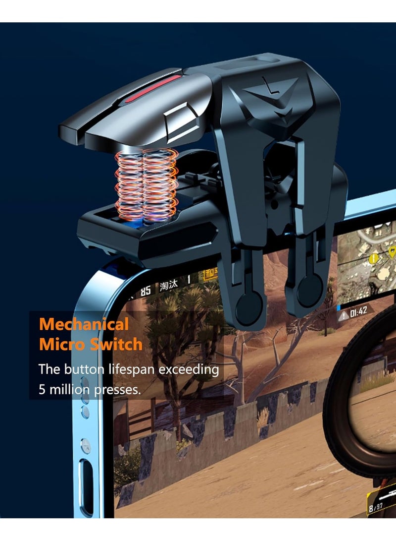 وحدة تحكم للألعاب متوافقة مع هواتف أندرويد وiPhone، تحتوي على 6 أزرار تحكم، متوافقة مع ألعاب PUBG Mobile وKnives Out وCall of Duty Mobile، مشغلات ألعاب للهواتف بحساسية عالية للتصويب والإطلاق. - Image 5