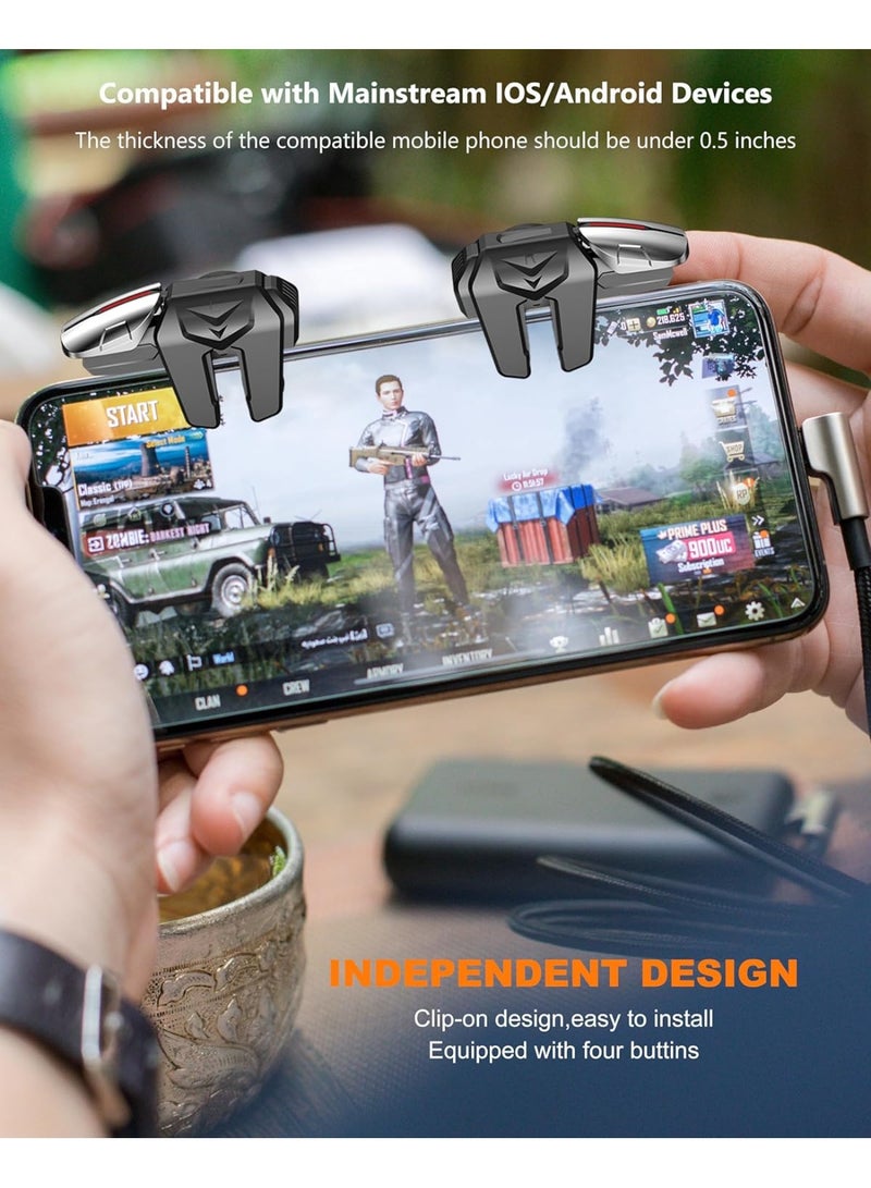 وحدة تحكم للألعاب متوافقة مع هواتف أندرويد وiPhone، تحتوي على 6 أزرار تحكم، متوافقة مع ألعاب PUBG Mobile وKnives Out وCall of Duty Mobile، مشغلات ألعاب للهواتف بحساسية عالية للتصويب والإطلاق. - Image 3