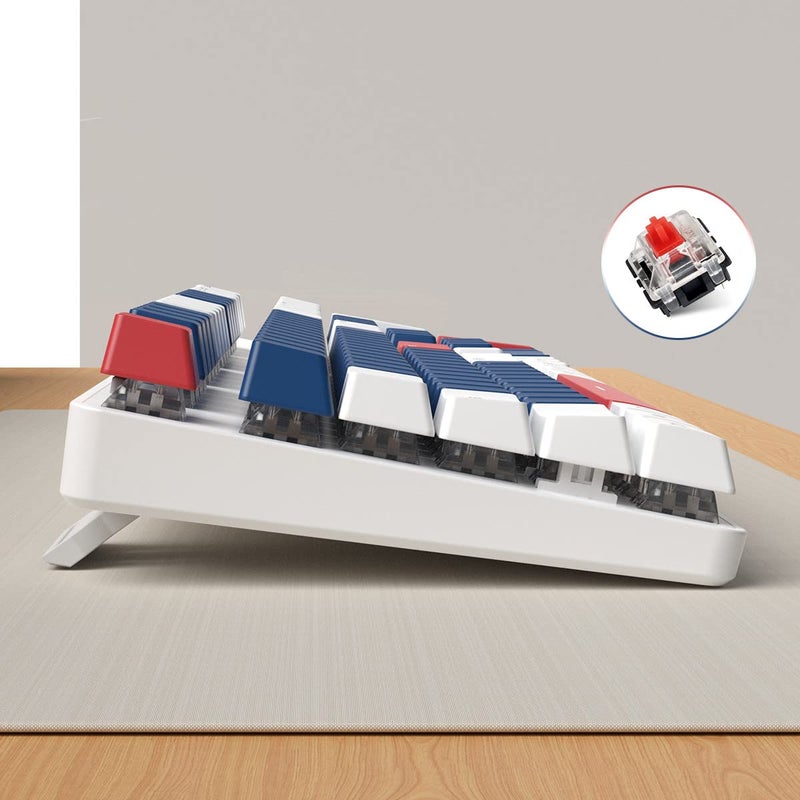 Merdia Mechanical Gaming Keyboard | Wired Gaming Keyboard | White Backlit Keyboard with Red Switches and 104 Keys | Hot Swappable Mechanical Keyboard | Mechanical Keyboard, Gaming Keyboards, Blue/White/Red - Image 3