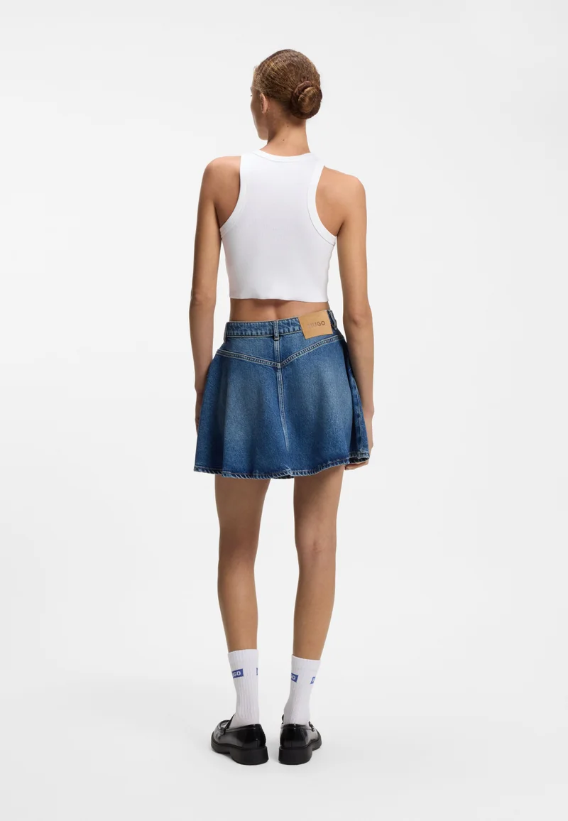 هوجو تانك توب قطن مطاطي مضلع بشعار