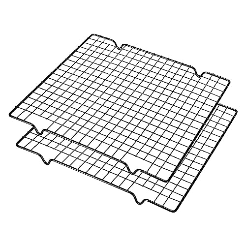 PureBake Cooling Rack for Baking & Cooking | 10x11 inch Square Metal Wire Rack for Cake, Meat, & Cookies | Non-Stick, Dishwasher Safe, Durable | 2 Piece (Black) - Image 1