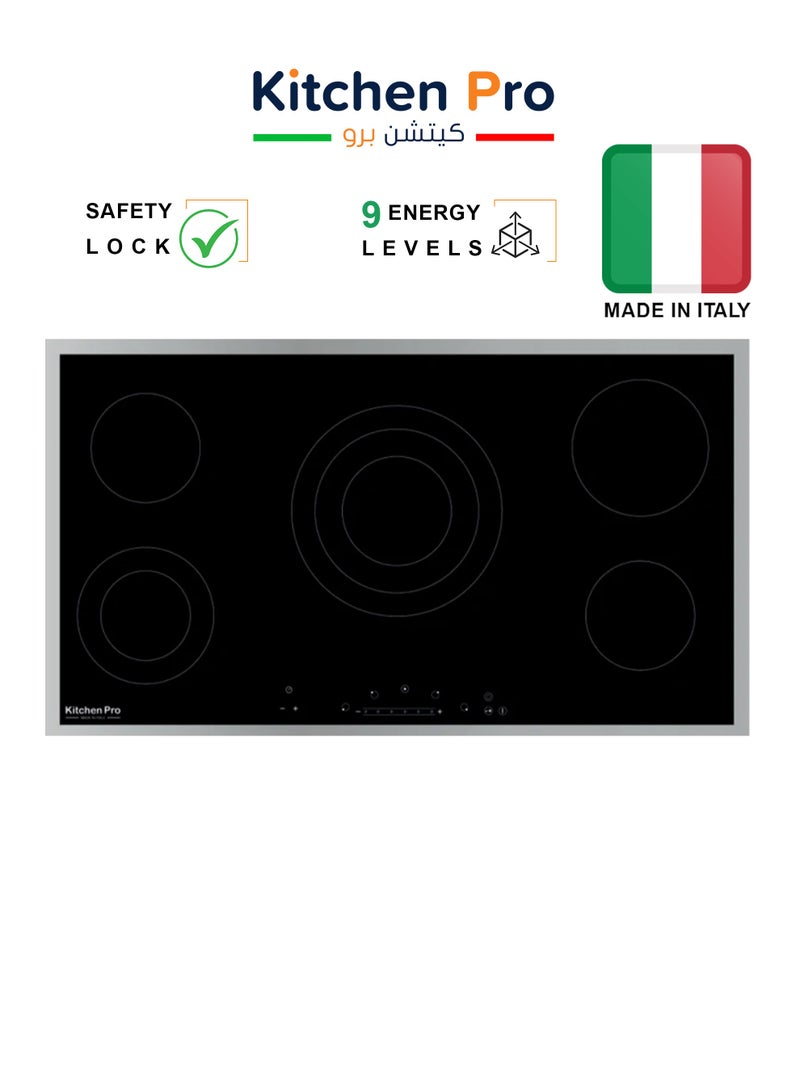 kitchen Pro Built-in Electric Surface - 5 Ceramic Burners - Touch - Made in Italy - Black - KP905/VTC - Image 1