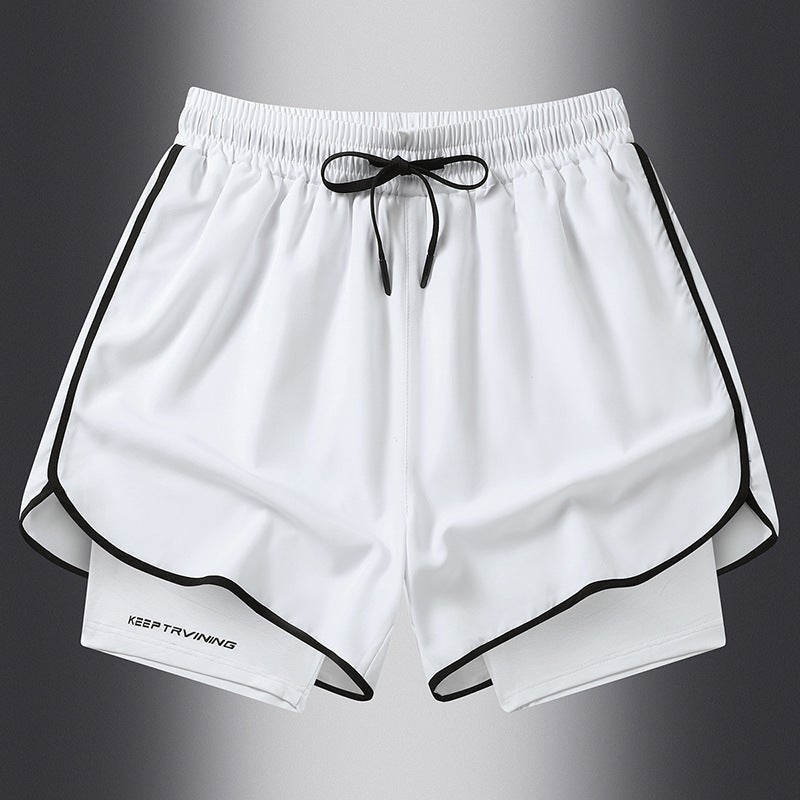 Summer Ice Silk Shorts Quick-Drying Casual Trendy Loose Breathable Thin Men'S And Women'S Sports Shorts - Image 1