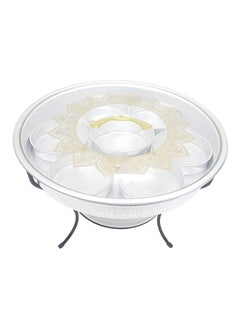 ARTC ARTC Silver Aluminum Breakfast Buffet Chaffing Dish And Serving Tray With Stand And Acrylic Lid  - Image 4