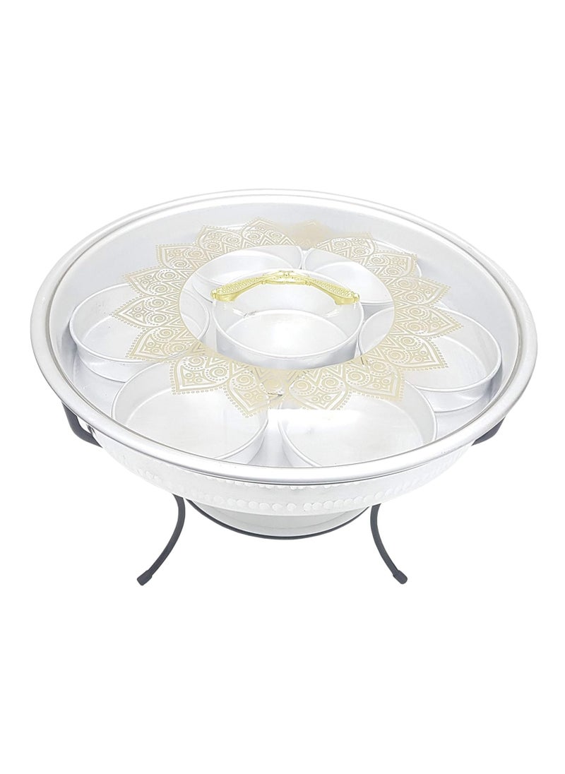 ARTC - ARTC Silver Aluminum Breakfast Buffet Chaffing Dish And Serving Tray With Stand And Acrylic Lid - Image 1