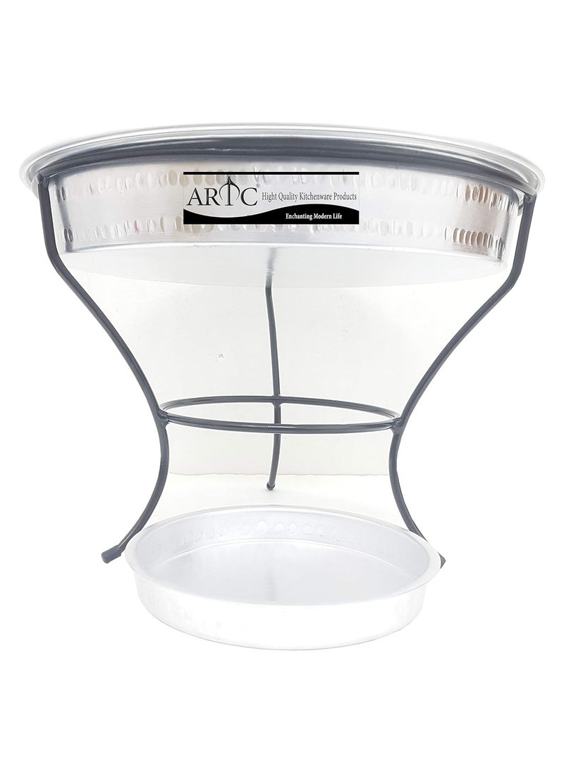 ARTC - ARTC Silver Aluminum Breakfast Buffet Chaffing Dish And Serving Tray With Stand And Acrylic Lid - Image 1