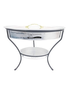 ARTC ARTC Silver Aluminum Breakfast Buffet Chaffing Dish And Serving Tray With Stand And Acrylic Lid  - Image 3