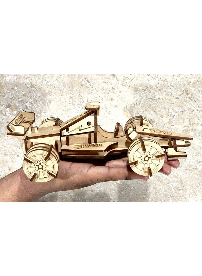 ستونكرافت أحجية خشبية ثلاثية الأبعاد من ستونكرافت لسيارة سباق الفورمولا 1 - لعبة بناء خشبية، اصنعها بنفسك، طقم نماذج | سيارة من ألواح MDF - Image 5