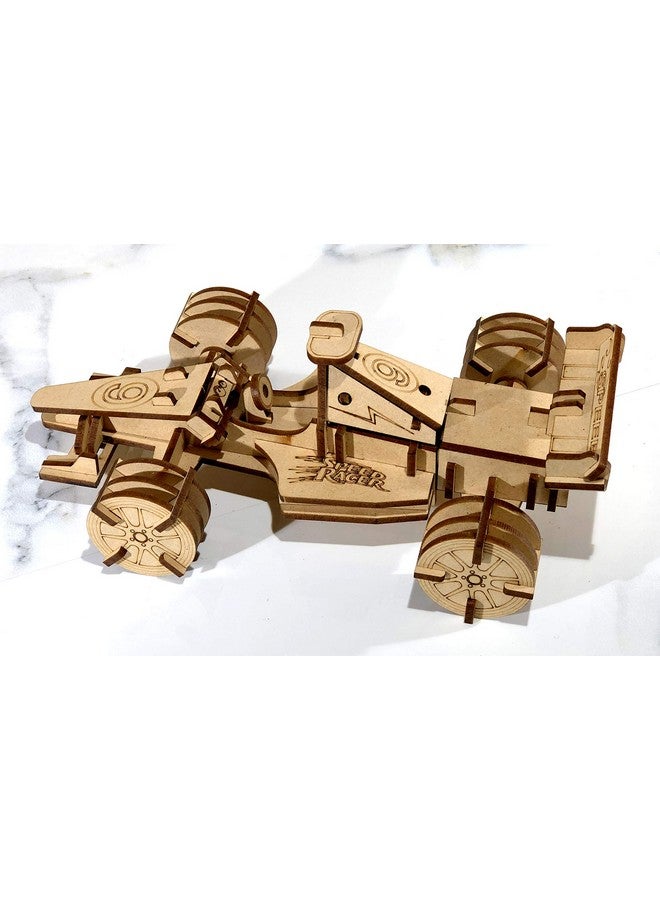 ستونكرافت أحجية خشبية ثلاثية الأبعاد من ستونكرافت لسيارة سباق الفورمولا 1 - لعبة بناء خشبية، اصنعها بنفسك، طقم نماذج | سيارة من ألواح MDF - Image 4