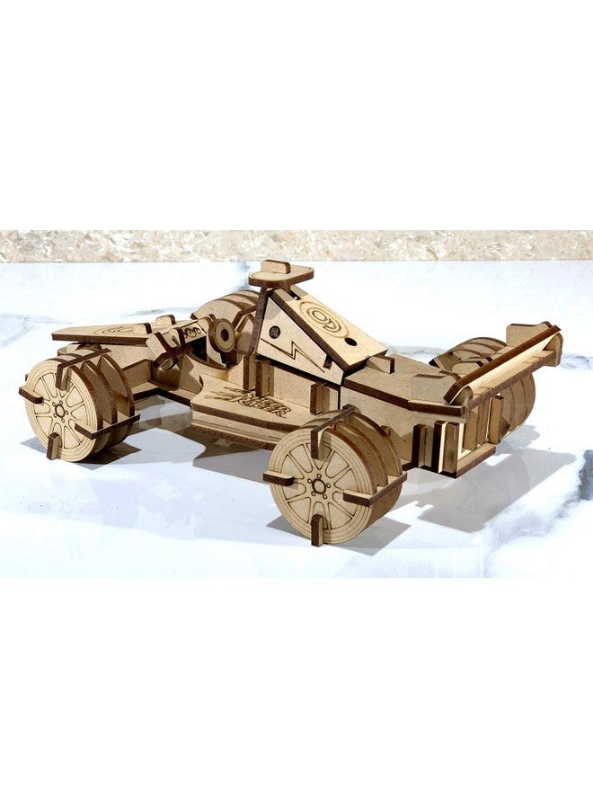 ستونكرافت أحجية خشبية ثلاثية الأبعاد من ستونكرافت لسيارة سباق الفورمولا 1 - لعبة بناء خشبية، اصنعها بنفسك، طقم نماذج | سيارة من ألواح MDF - Image 3