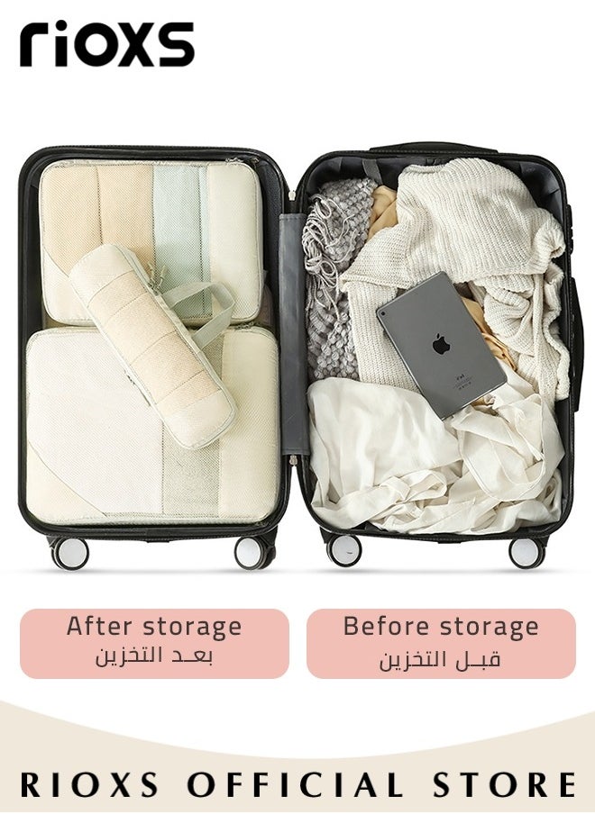 RIOXS - 5 Pcs Packing Cubes for Storage Luggage Packing Cube Organizer Travel Packing Set Clothes Shoes Storage Travel Organizer Bags for Luggage, Portable and Reusable - Image 1