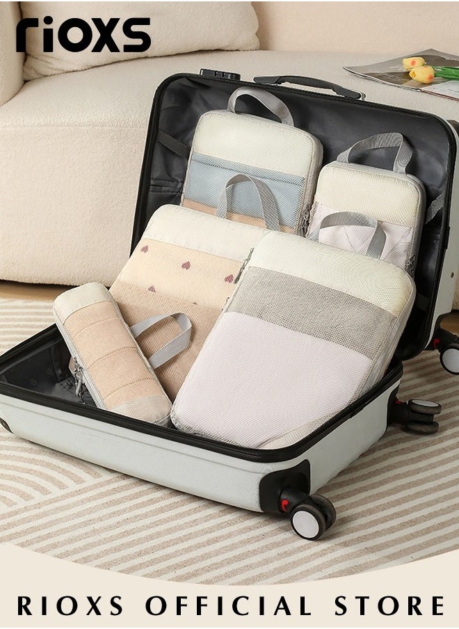 RIOXS - 5 Pcs Packing Cubes for Storage Luggage Packing Cube Organizer Travel Packing Set Clothes Shoes Storage Travel Organizer Bags for Luggage, Portable and Reusable - Image 1