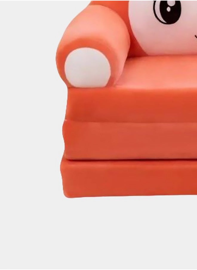 Generic Kids Couch Fold Out Foldable Princess Chair For Toddlers 1 To 3 Sofa Bed For Kids Folding Toddler Bed Lounger Chair For Bedroom Toddler Couch Bed For Girl (Orange)  - Image 4